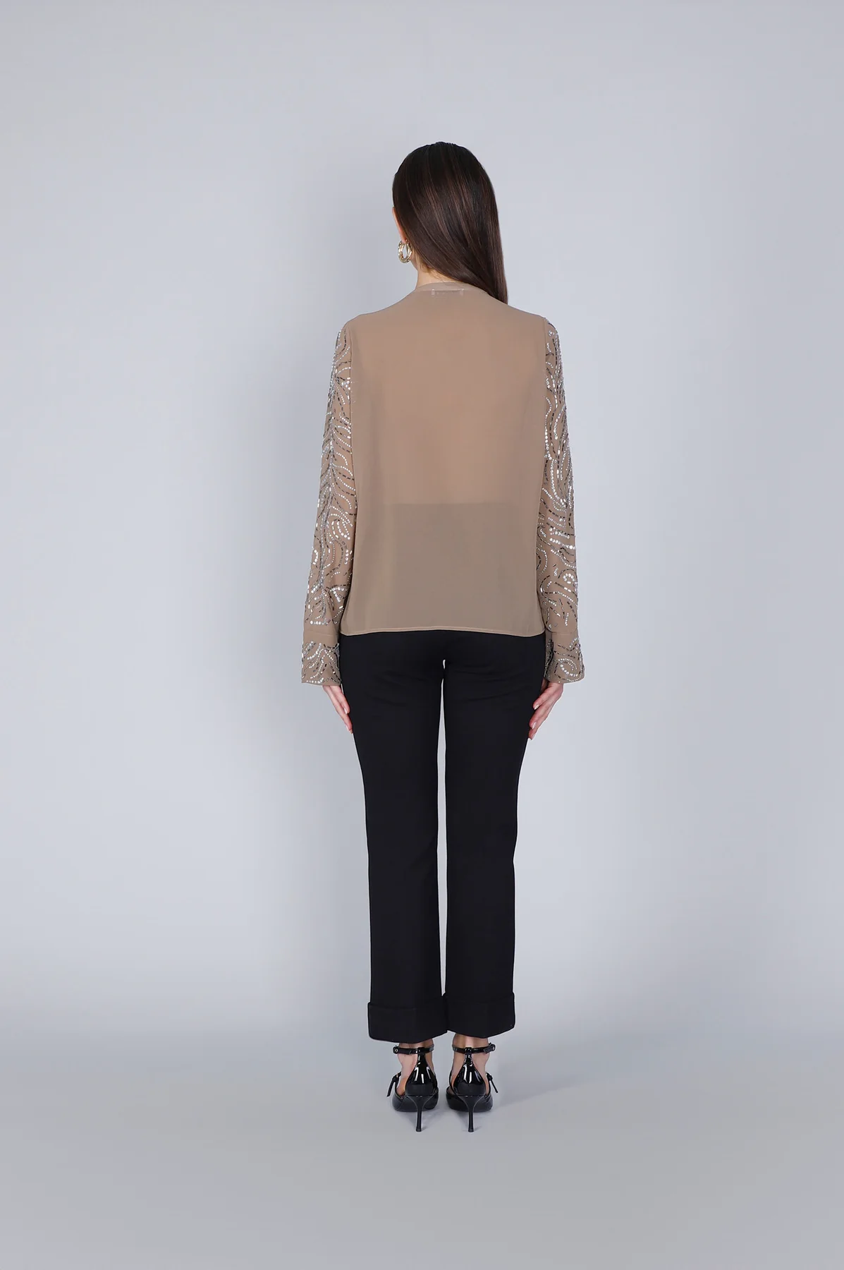 Blusa con Ricamo Strass Multibeige - vista 2