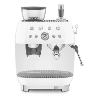 Smeg Macchina da Caffè Espresso Manuale con macinacaffè integrato 50's Style – Bianco LUCIDO