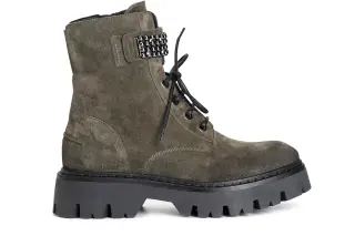 Tronchetto da donna allacciato con accessorio in pelle scamosciata