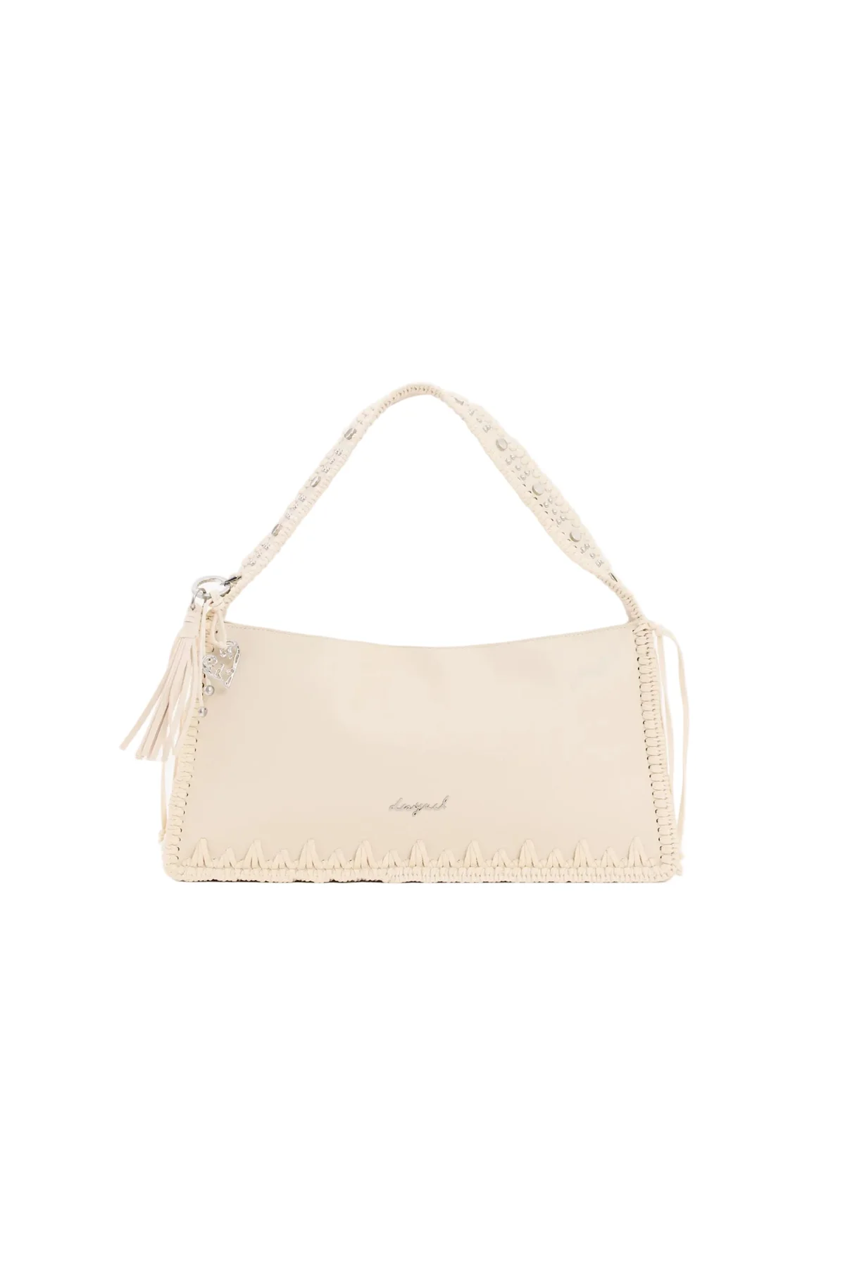 Desigual Borsa a Spalla Donna Beige Chiusura con Zip
