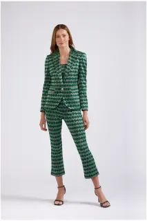 Giacca Jacquard Monopetto Rombo Multiverde