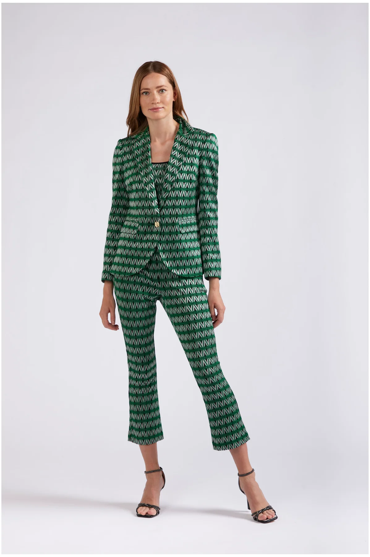 Giacca Jacquard Monopetto Rombo Multiverde