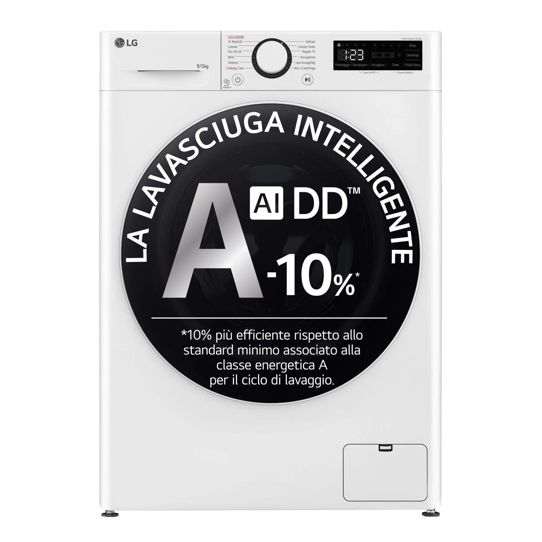 LG D2R5S09TSWW Lavasciuga slim 9/5kg AI DD