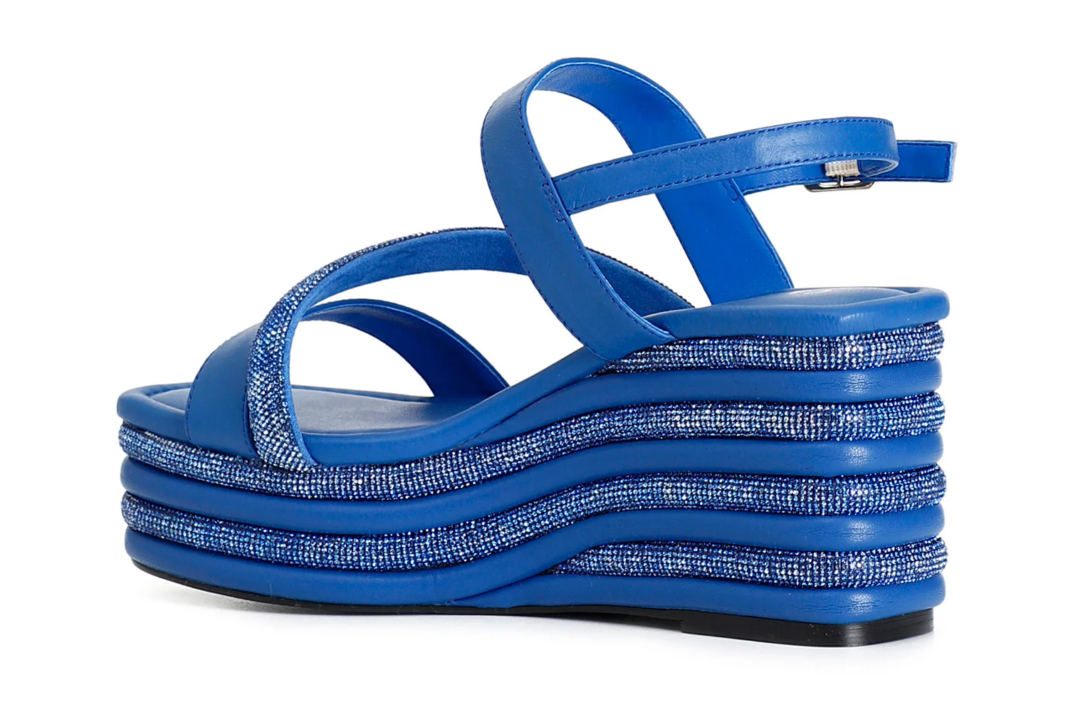 Sandali Asimmetrici Strass e Nappa con Zeppa - vista 2