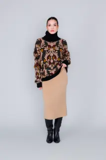 Maglione Collo Alto Jacquard Multi Baroque