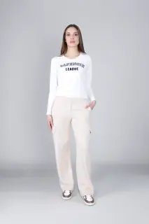 Pantaloni Cargo con Strass alle Tasche