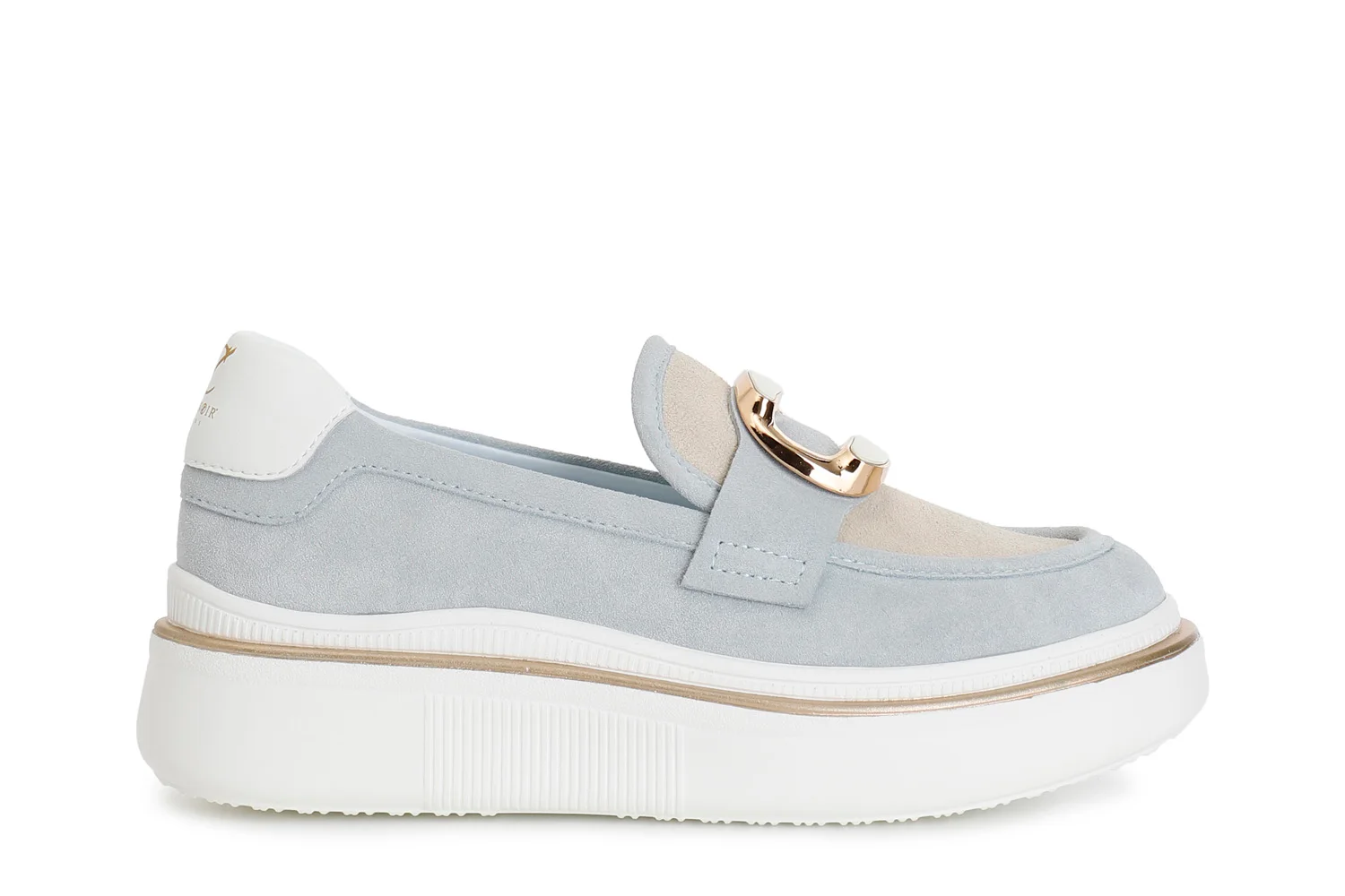 Mocassino in pelle scamosciata con accessorio smaltato