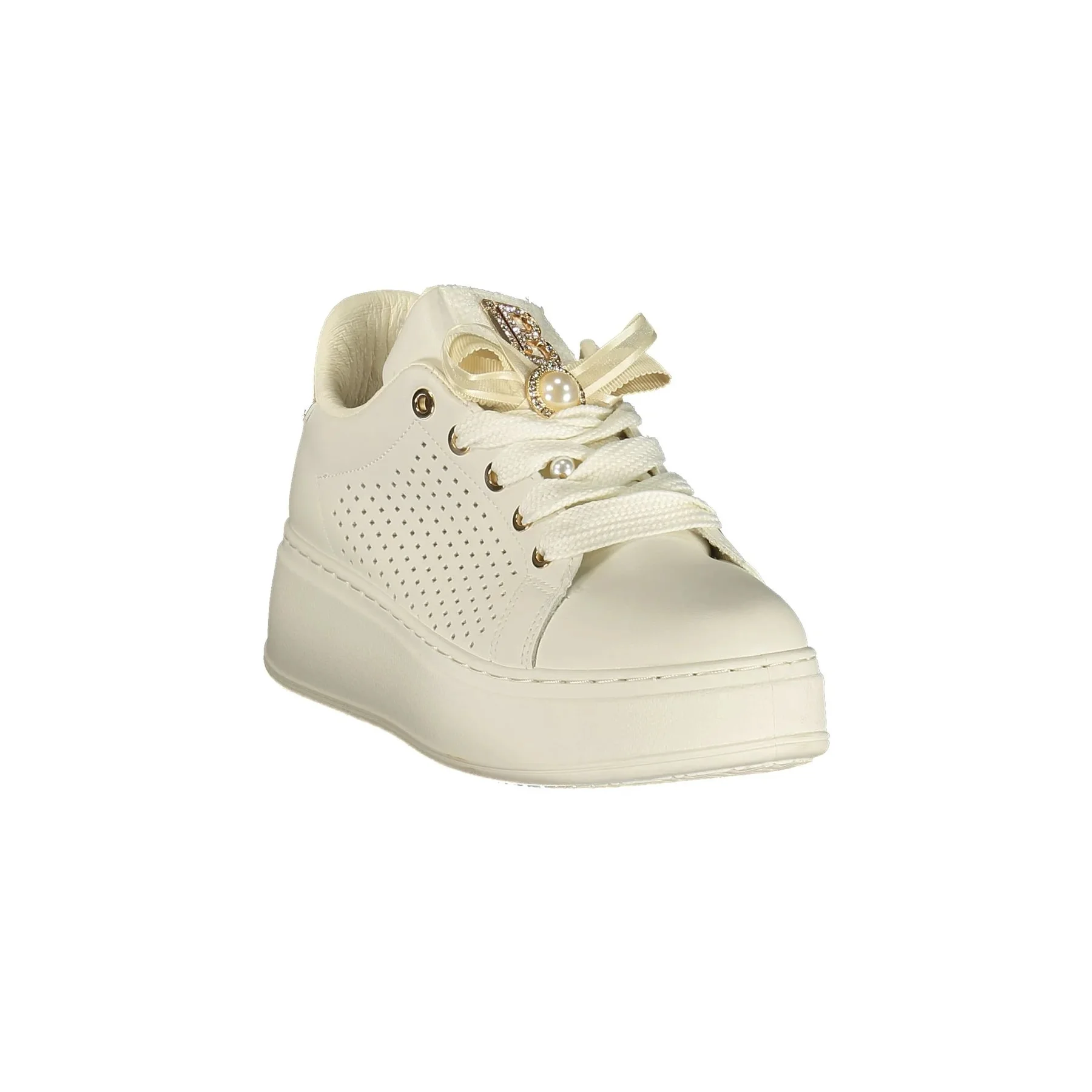 Laura Biagiotti Sneakers Donna Bianche Dettagli a Contrasto in Oro