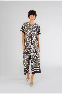 Blusa maniche corte stampata fiore multinero