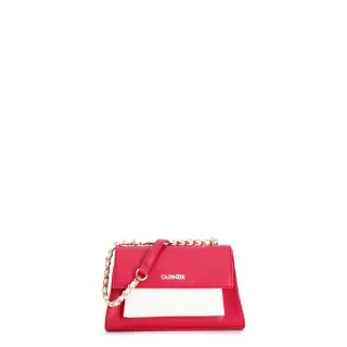 Borsa a trapezio con tasca e pattina fuxia