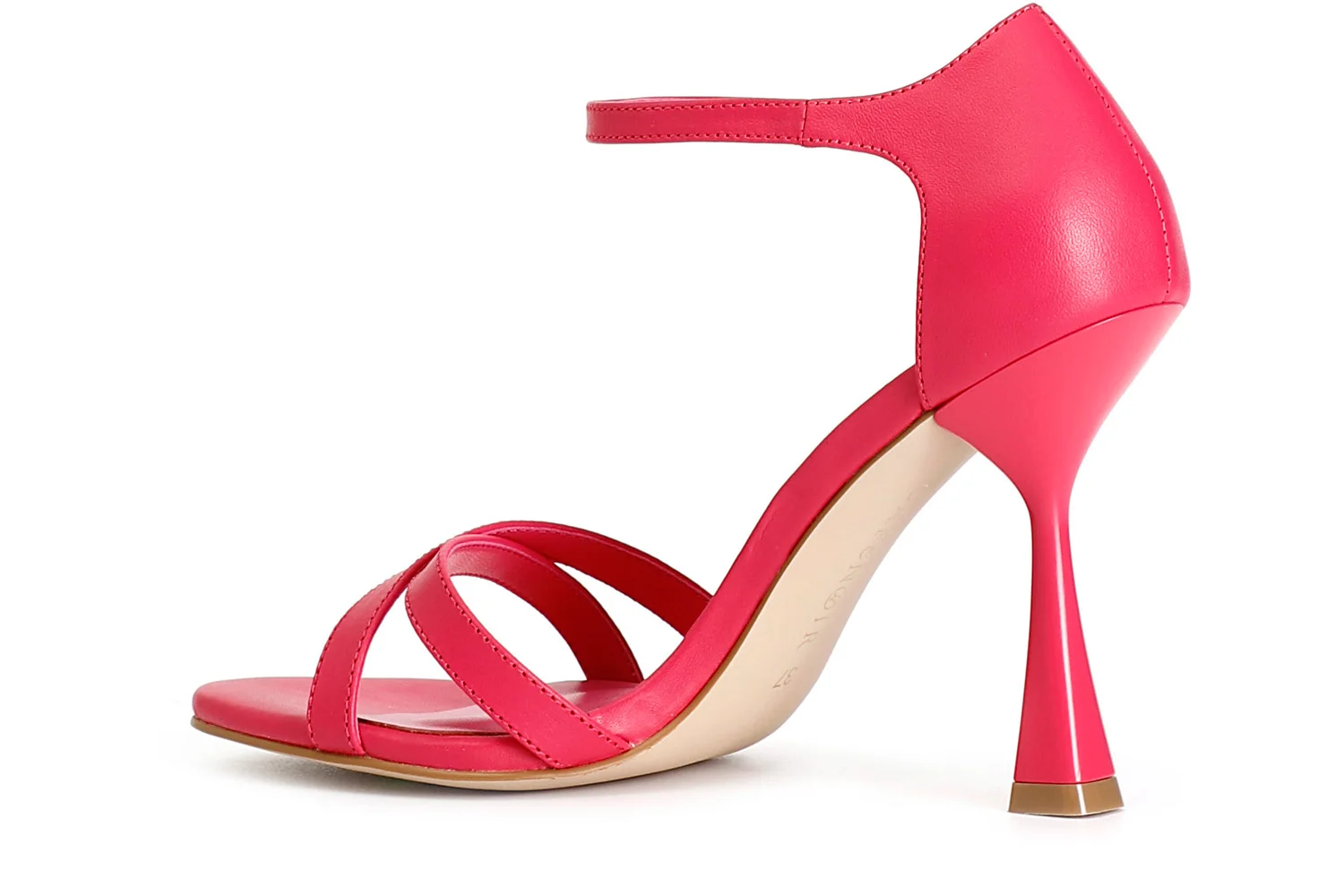 Sandali incrocio in pelle fuxia - vista 2