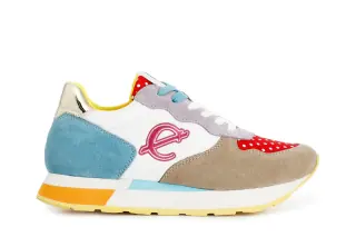 Sneakers in pelle scamosciata e tessuto multi pois