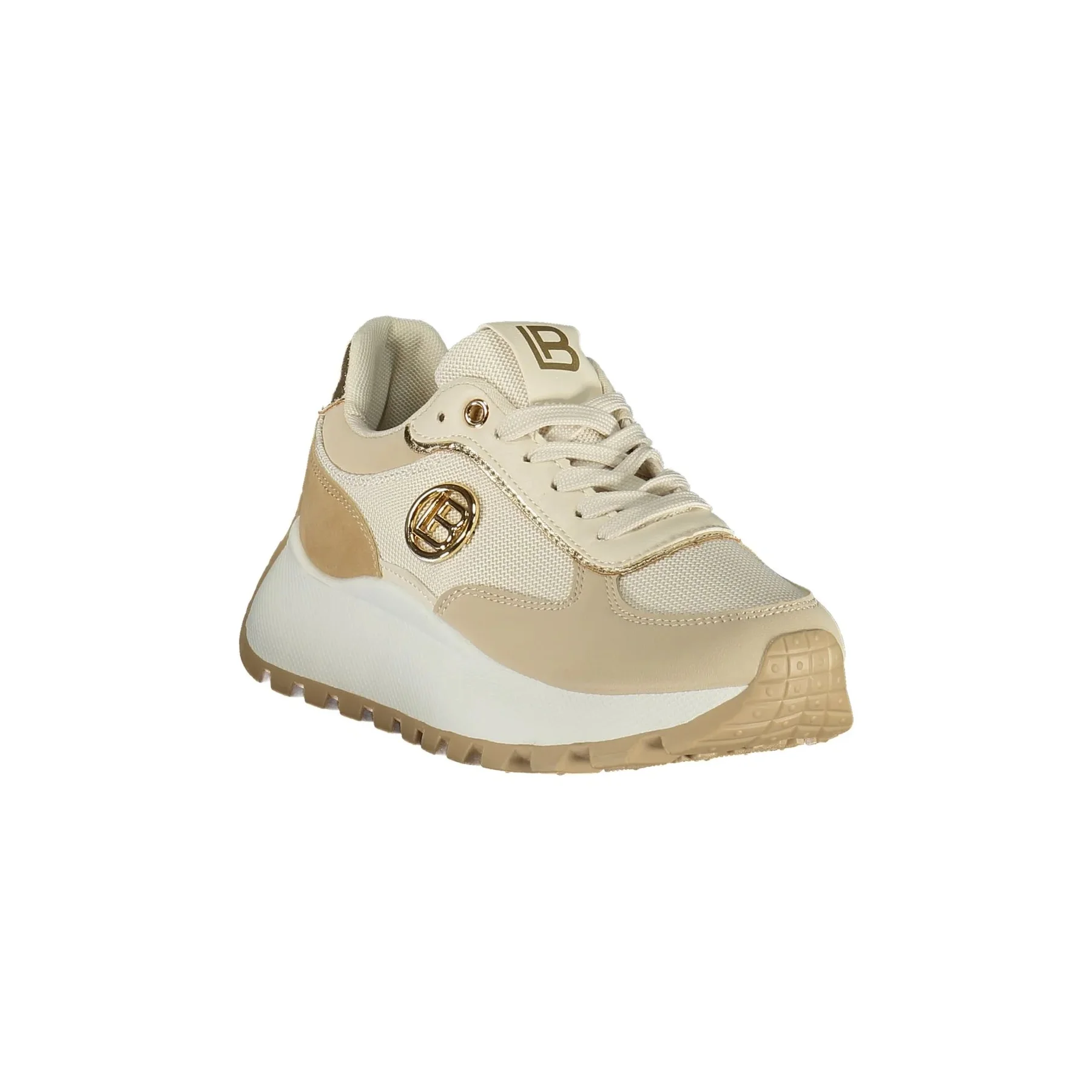 Laura Biagiotti Sneakers Donna Beige Dettagli a Contrasto in Oro