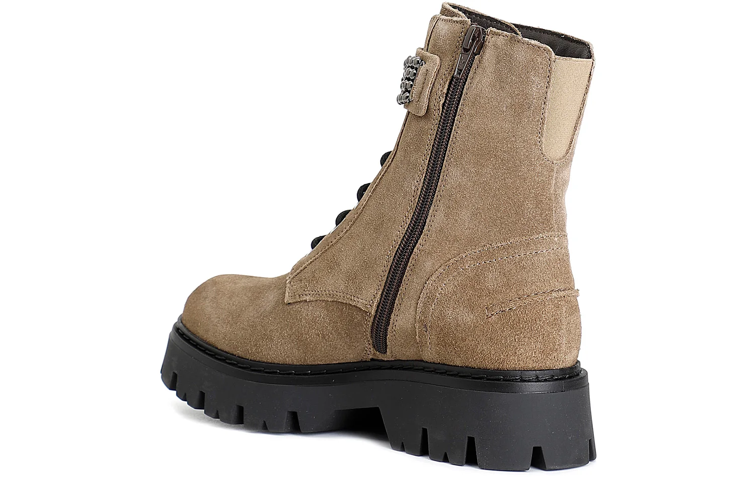 Tronchetto da donna allacciato con accessorio in pelle scamosciata - vista 2