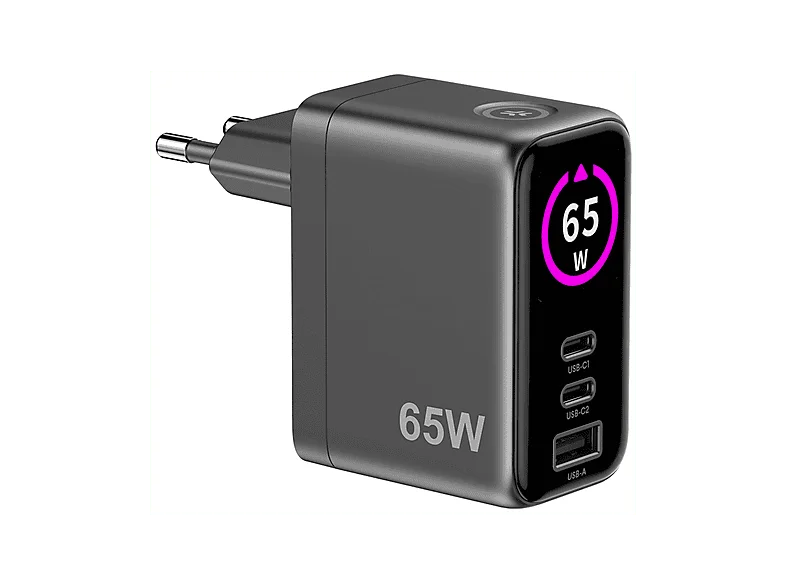 Celly Caricabatterie da viaggio 65W con schermo integrato