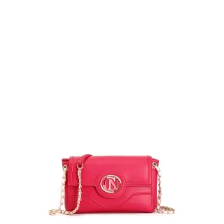 Borsa a spalla con pattina e catena fuxia