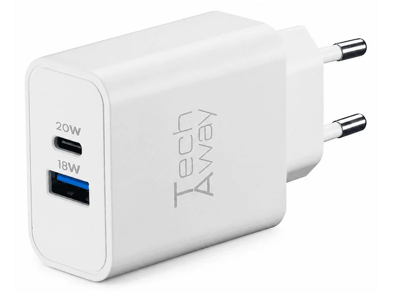 Caricabatterie TECH AWAY Gan+ 20 W 2 Porte USB A+C