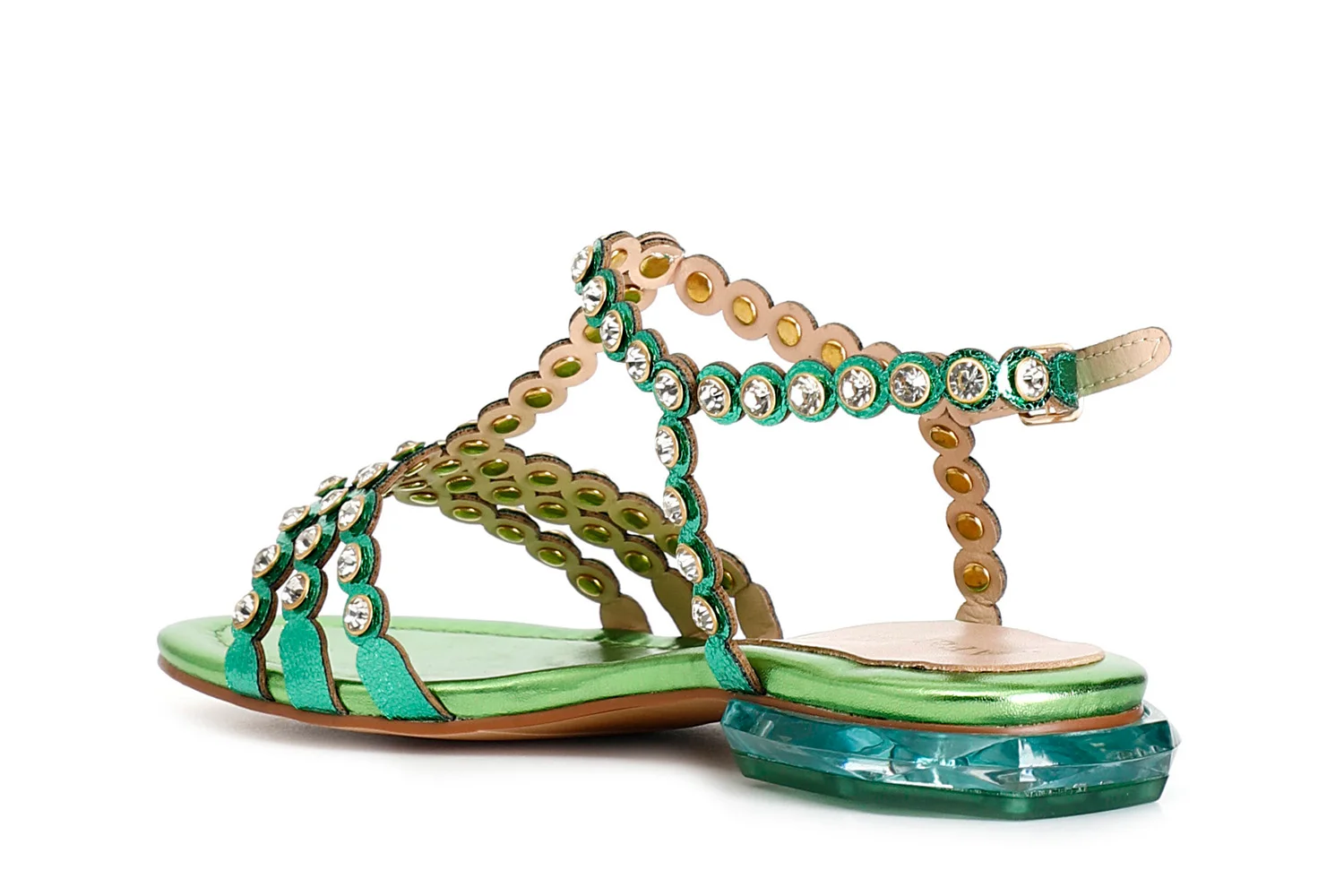 Sandalo a "t" con strass fuxia - vista 2