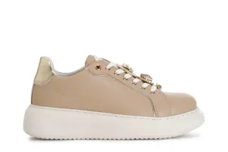 Sneakers da donna in pelle con accessori gioiello removibili