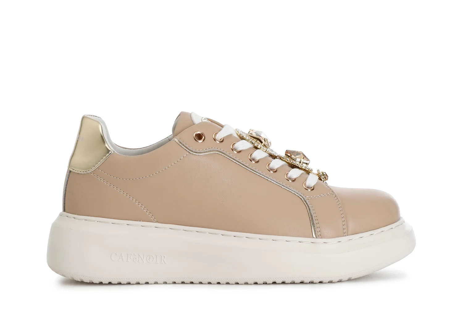 Sneakers da donna in pelle con accessori gioiello removibili