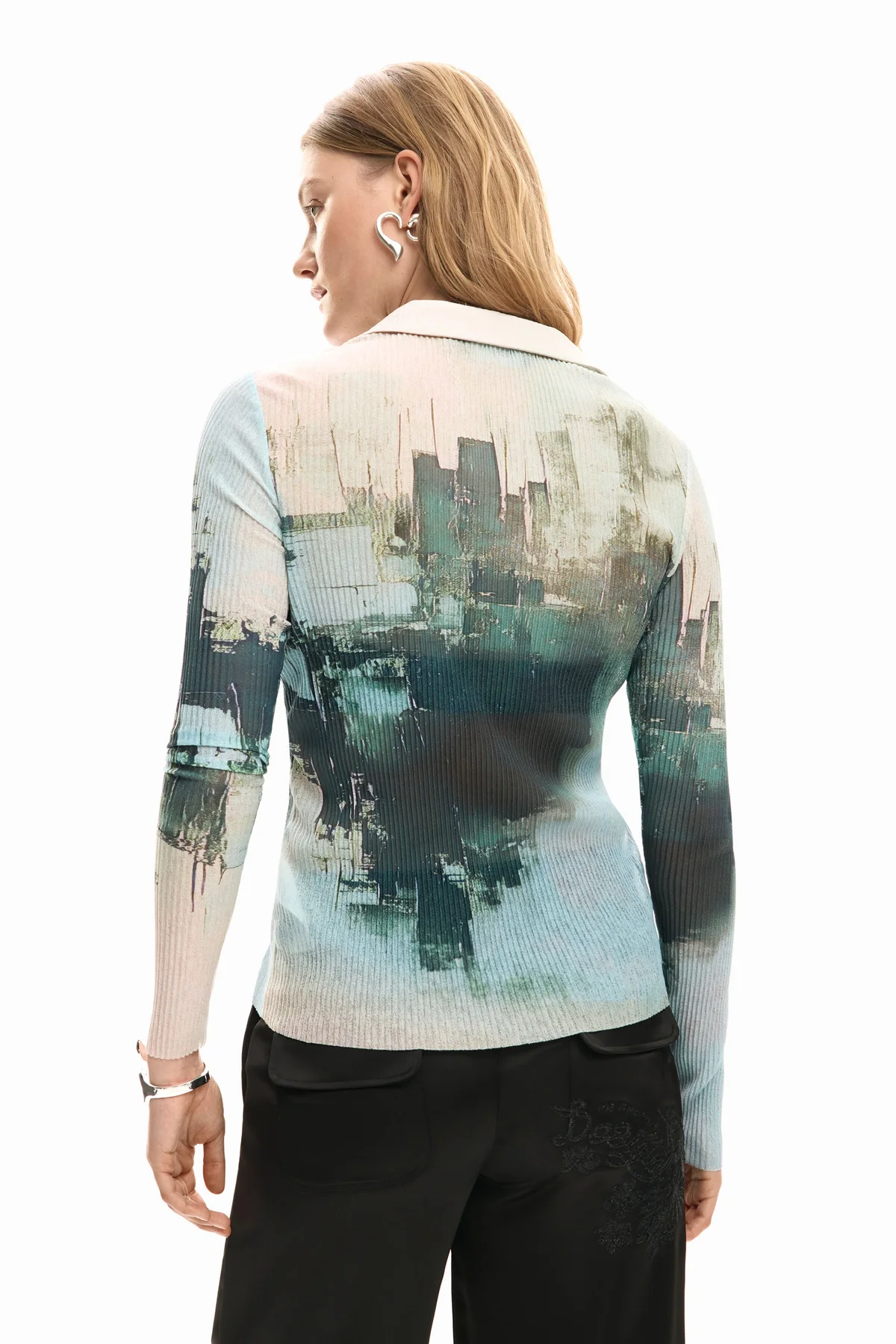 Desigual Camicia Maniche Lunghe Donna Verde Stampa - vista 3