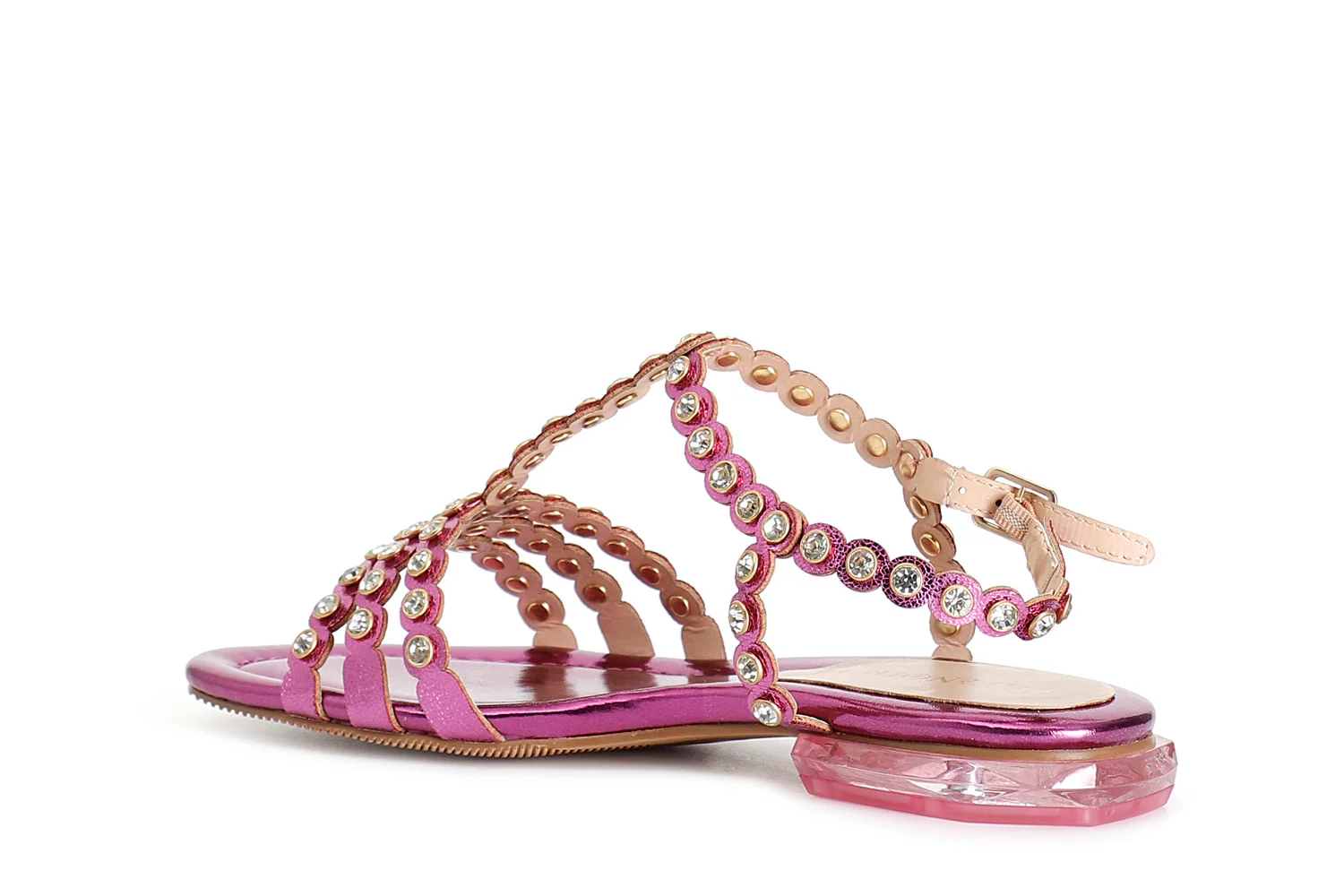 Sandalo a "t" con strass fuxia - vista 2