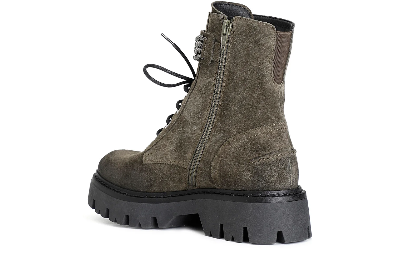 Tronchetto da donna allacciato con accessorio in pelle scamosciata - vista 2