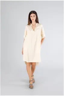 Abito tipo tunica con inserto in satin