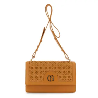 Borsa a tracolla CafèNoir con pattina intrecciata