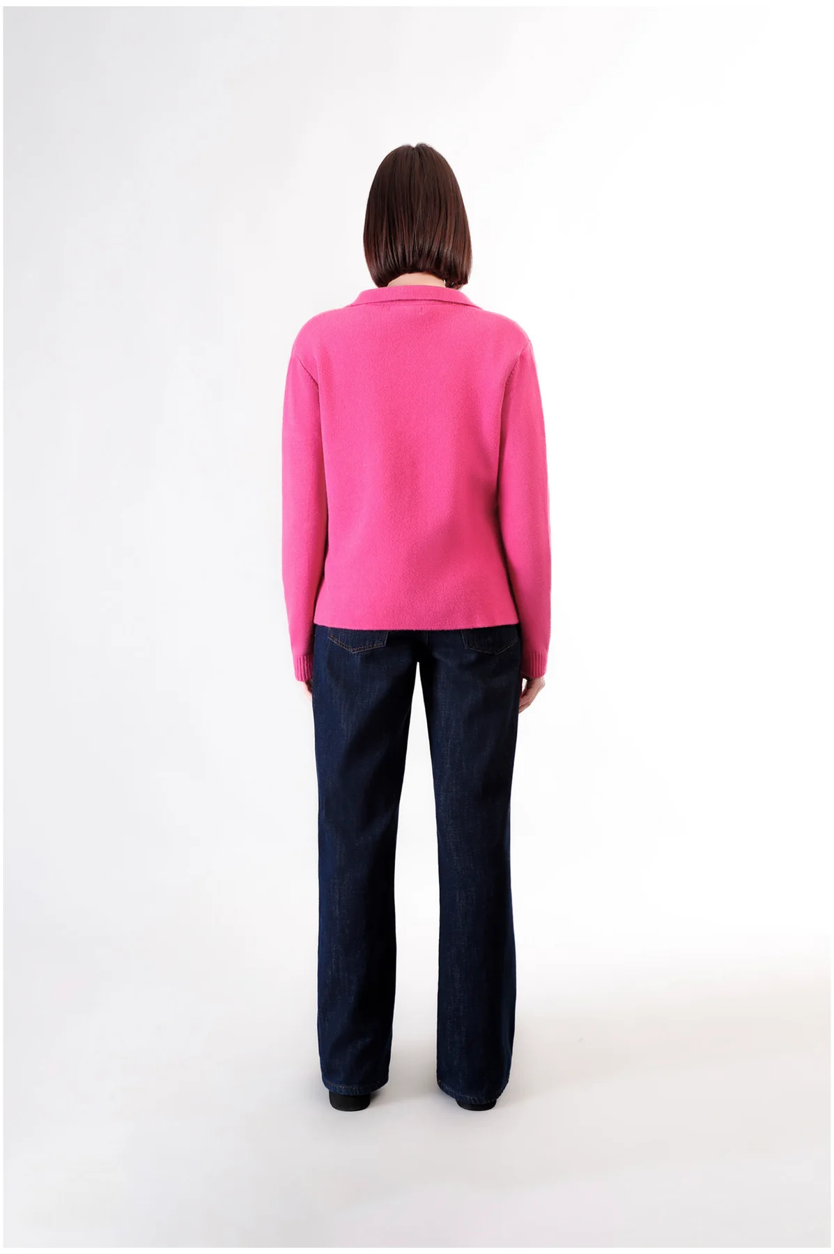 Cardigan tipo giacca in maglia fuxia - vista 2