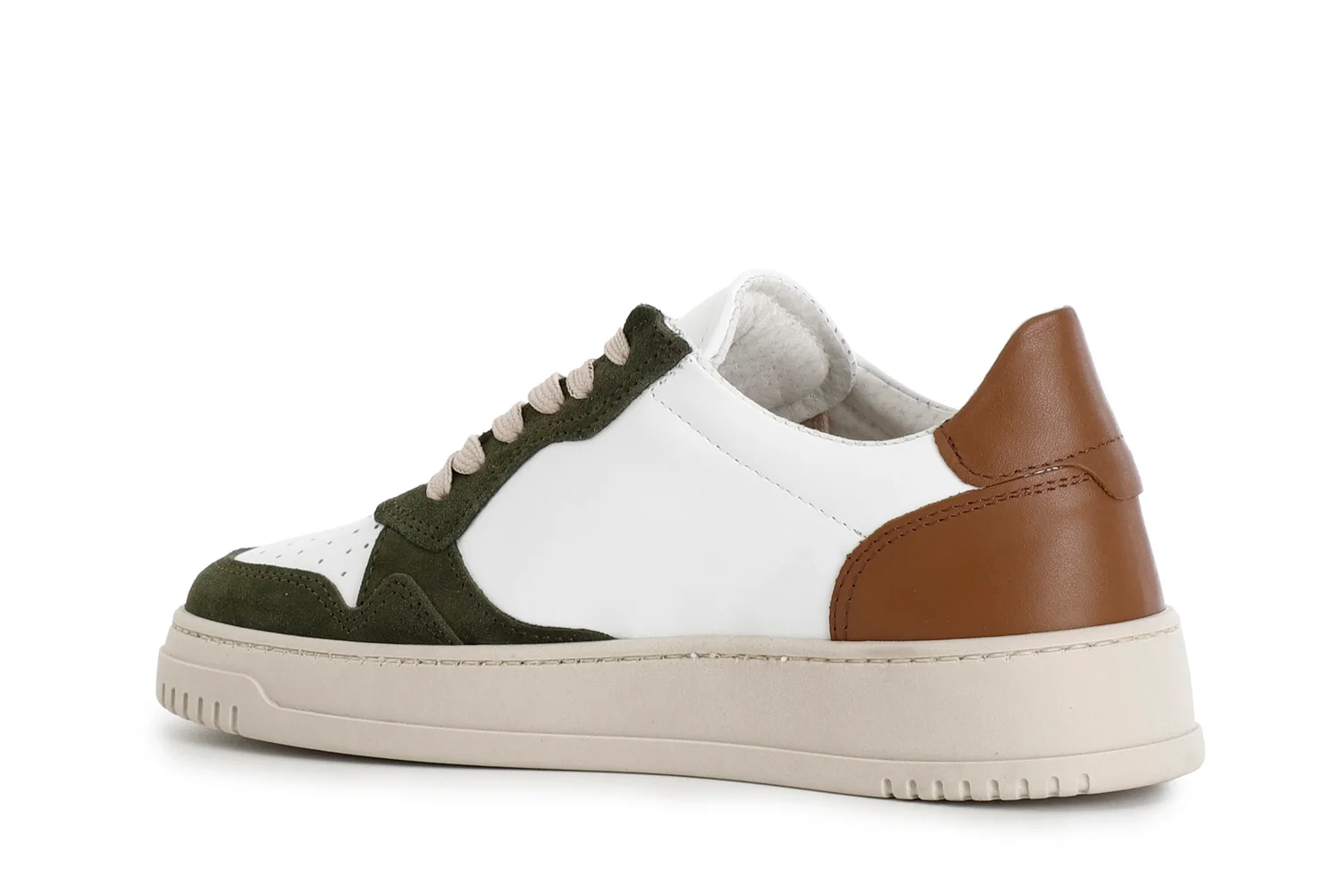 Sneakers da uomo allacciate in pelle e camoscio multiverde - vista 2