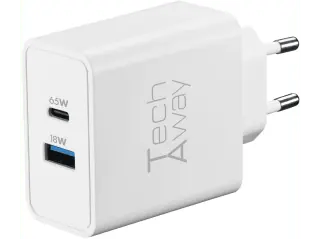 Caricabatterie TECH AWAY Gan+ 65 W 2 Porte USB A+C