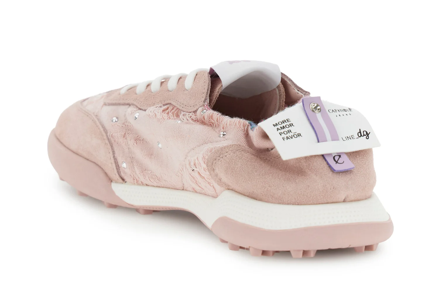 Sneakers allacciate in tessuto e pelle scamosciata - vista 5
