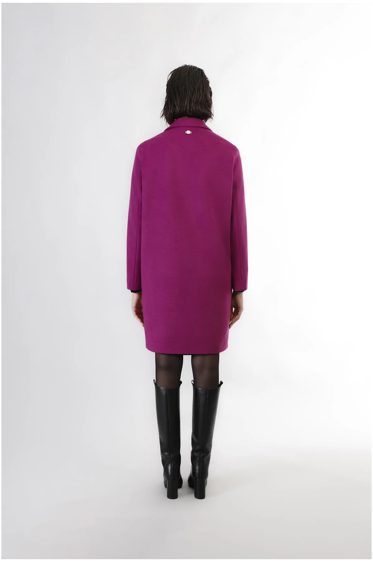 Cappotto monopetto linea ad ovetto magenta - vista 2