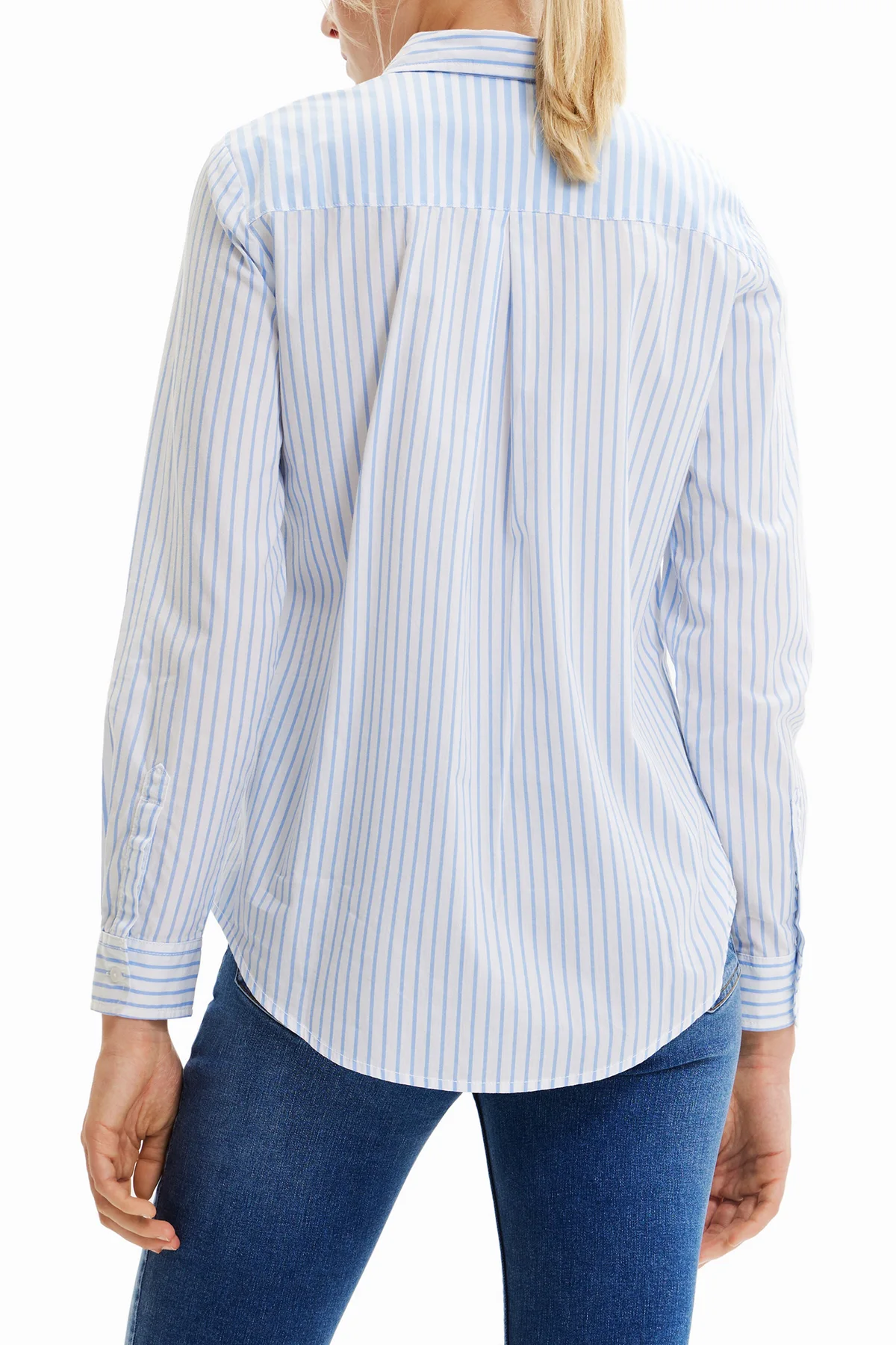 Desigual Camicia Maniche Lunghe Donna Azzurra Stampa Logo - vista 3