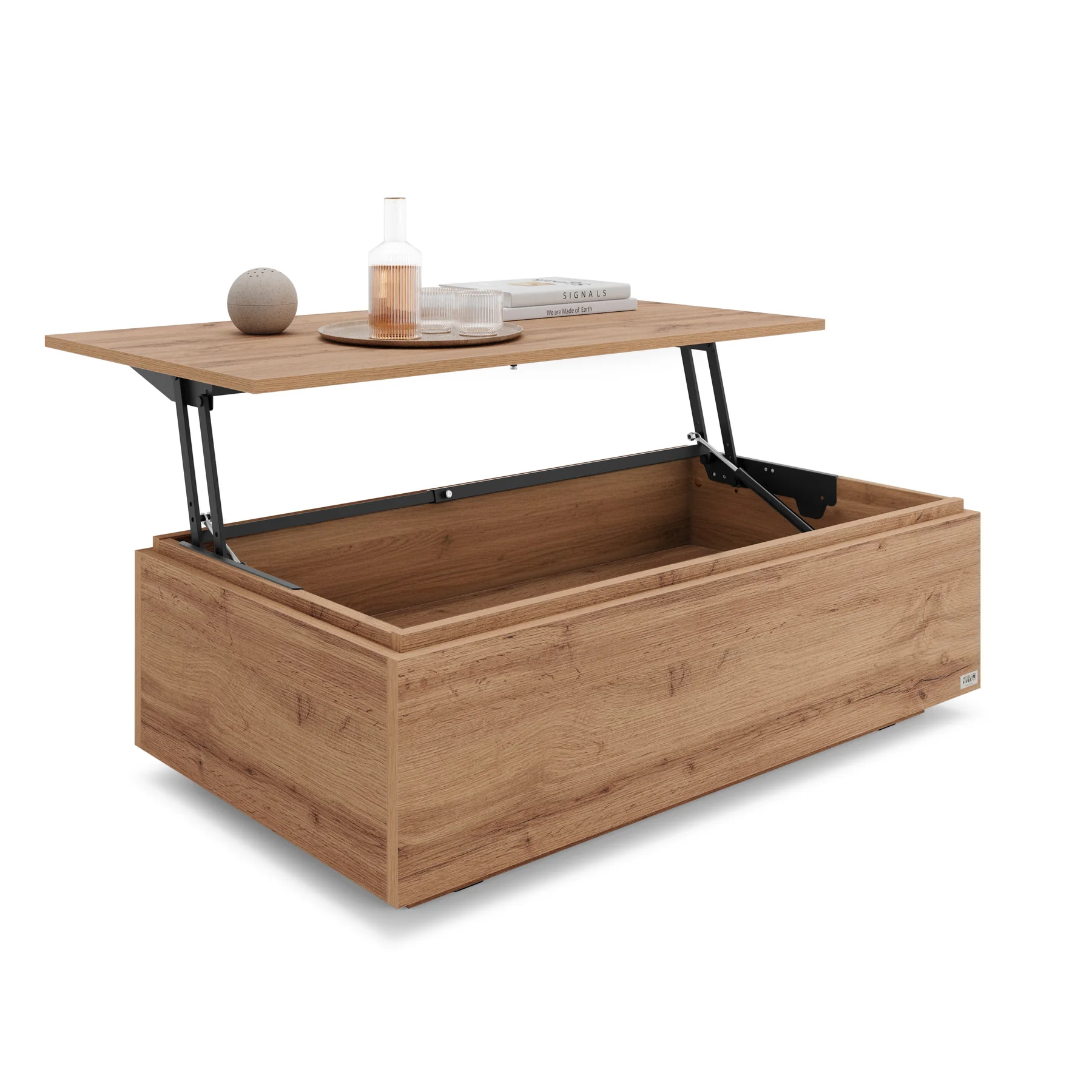 Tavolino da salotto contenitore X in Rovere Rustico - vista 2