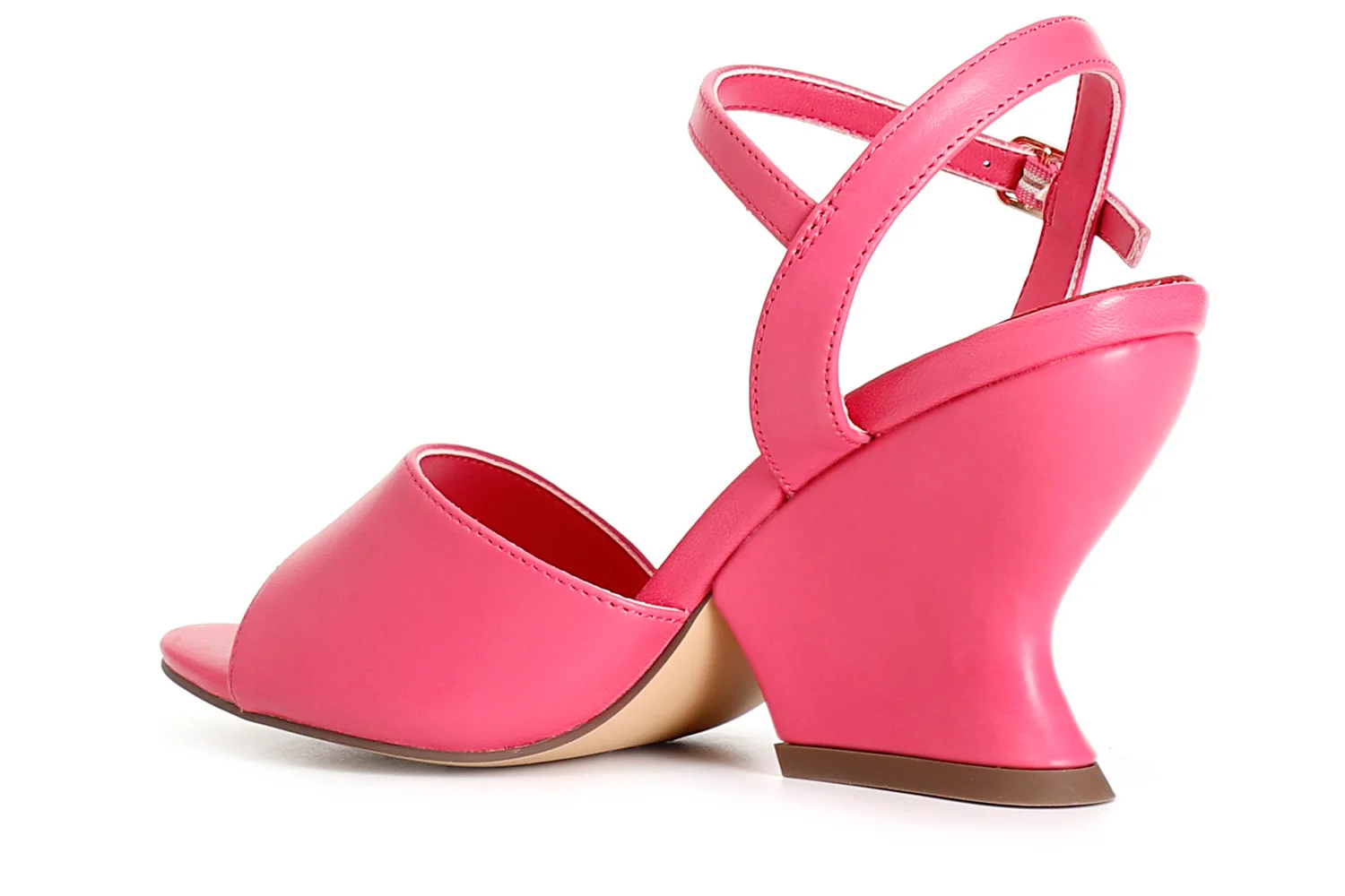Sandali in pelle con fascia asimmetrica fuxia - vista 2