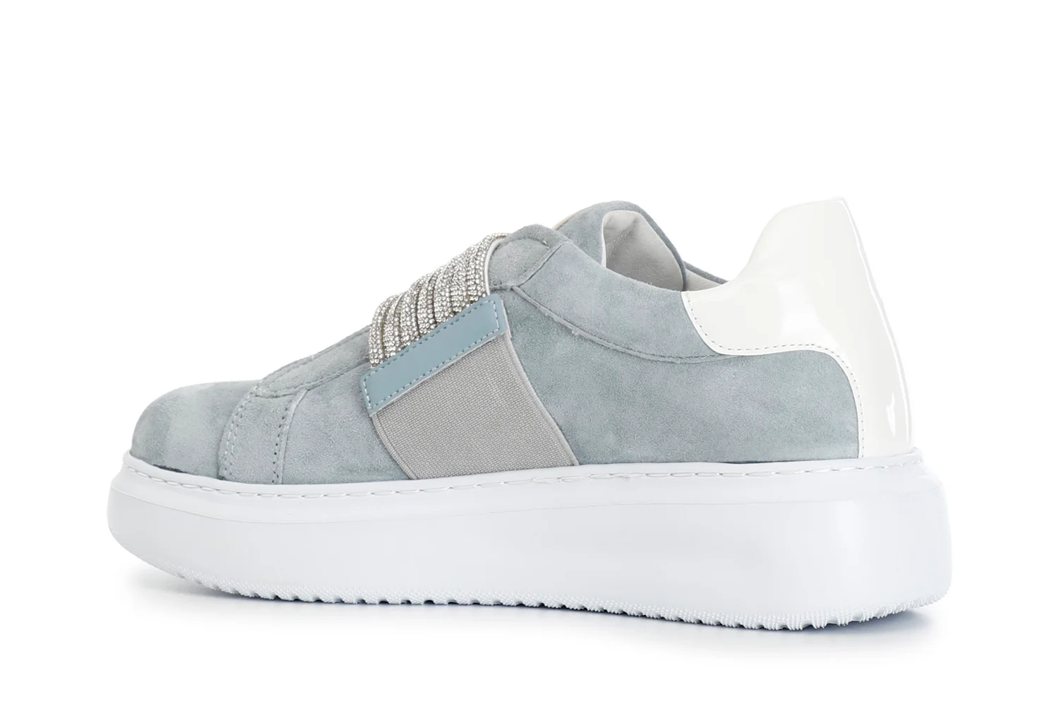 Sneakers slip-on in camoscio con fascia strass - vista 2