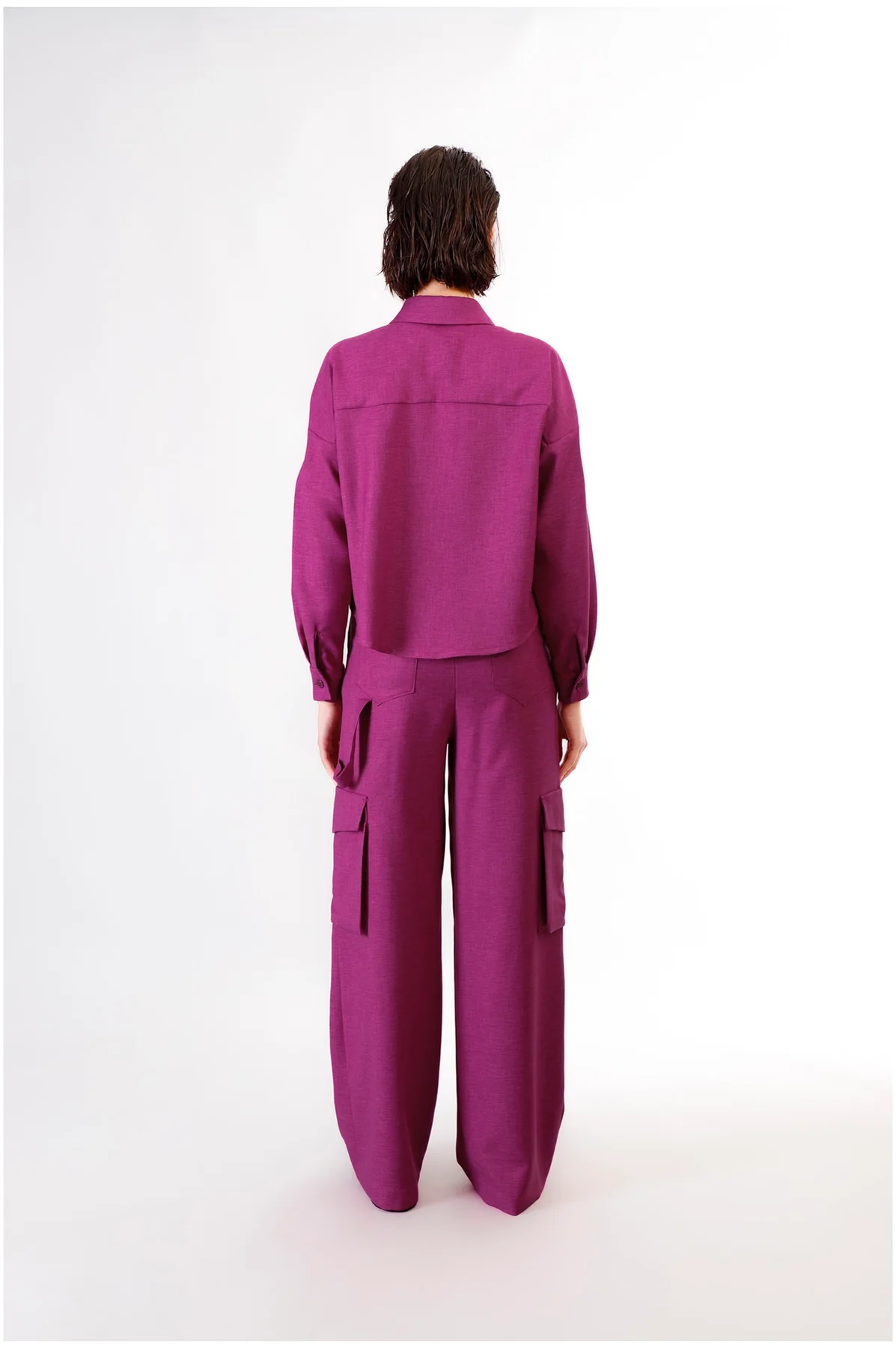 Camicia a scatolina con tasche a toppa fuxia - vista 3