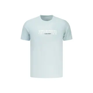 Calvin Klein T-Shirt Maniche Corte Uomo Azzurra Stampa Logo