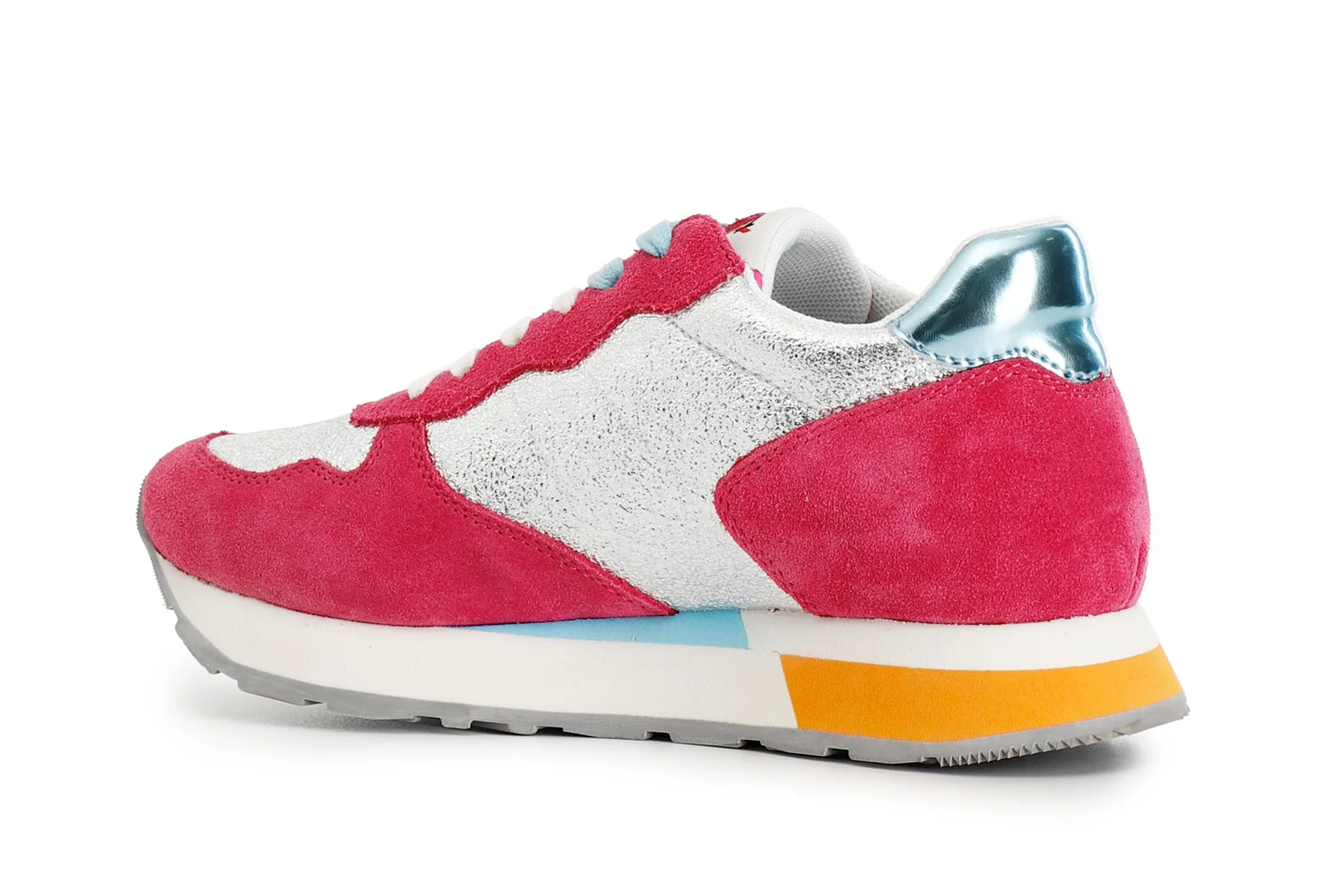 Sneakers in pelle scamosciata e glitter fuxia - vista 2