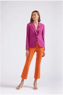 Giacca monopetto in tessuto superstretch fuxia