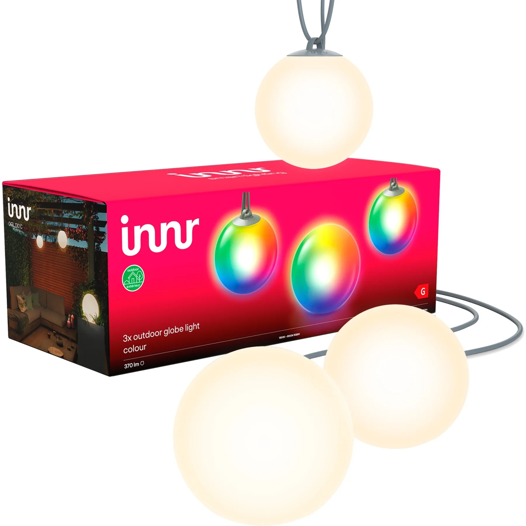 Luci sferiche intelligenti da esterno colorate - INNR - vista 2