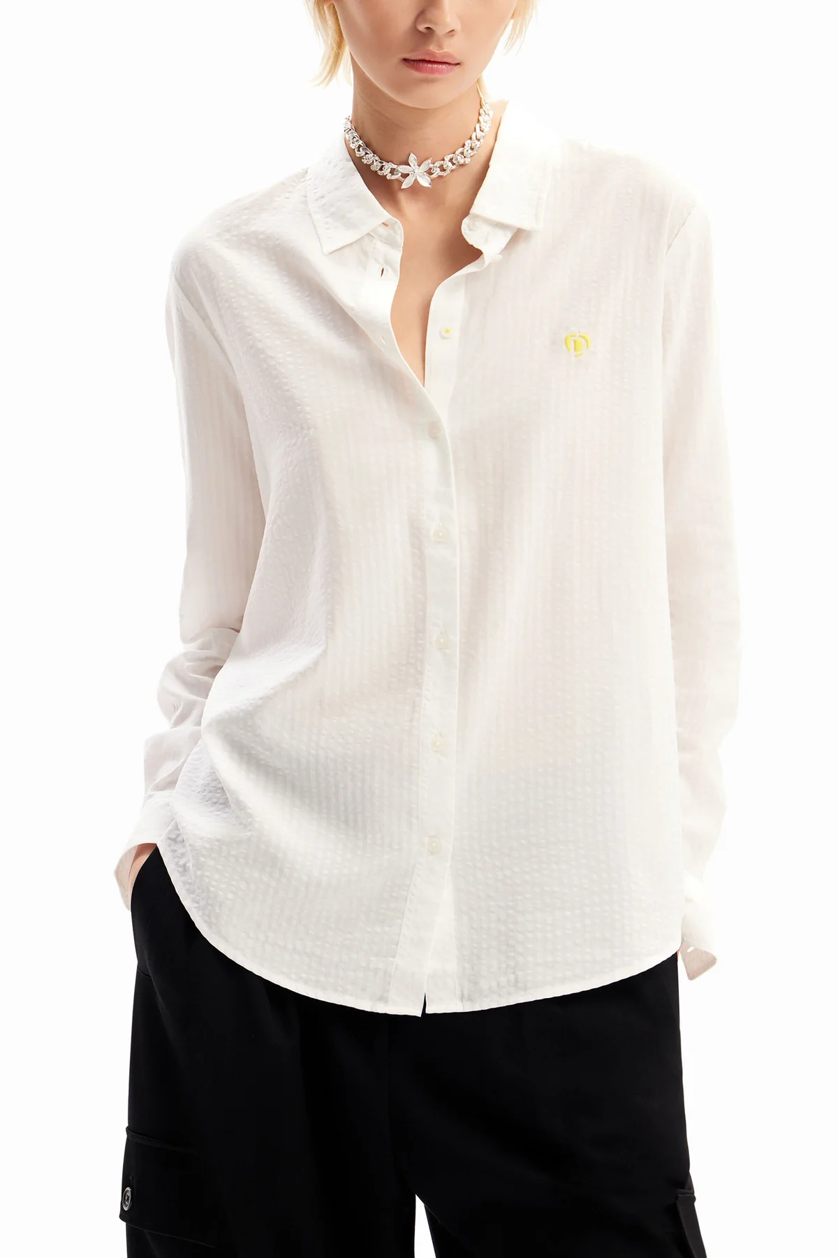 Desigual Camicia Maniche Lunghe Donna Dettagli a Contrasto - vista 5
