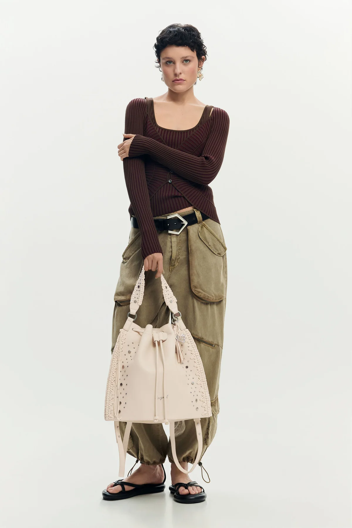 Desigual Borsa a Tracolla Zaino Donna Bianco Logo