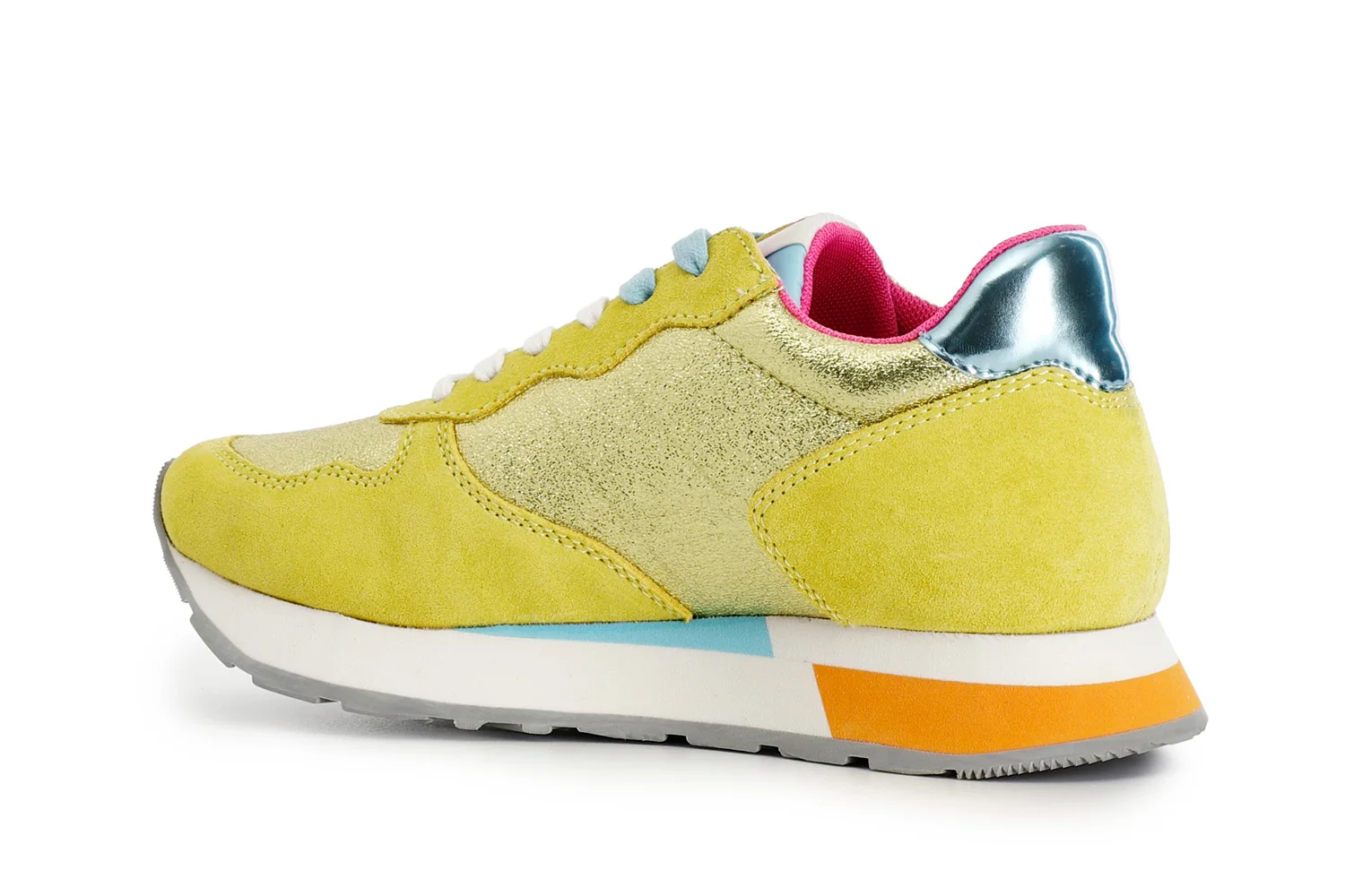 Sneakers in pelle scamosciata e glitter fuxia - vista 4