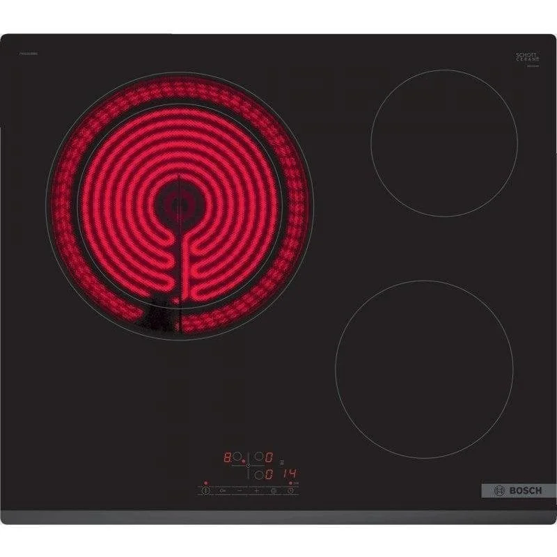 Piastra Vetroceramica Bosch PKK631BB8E 3 Zone 60cm Nera TouchSelect