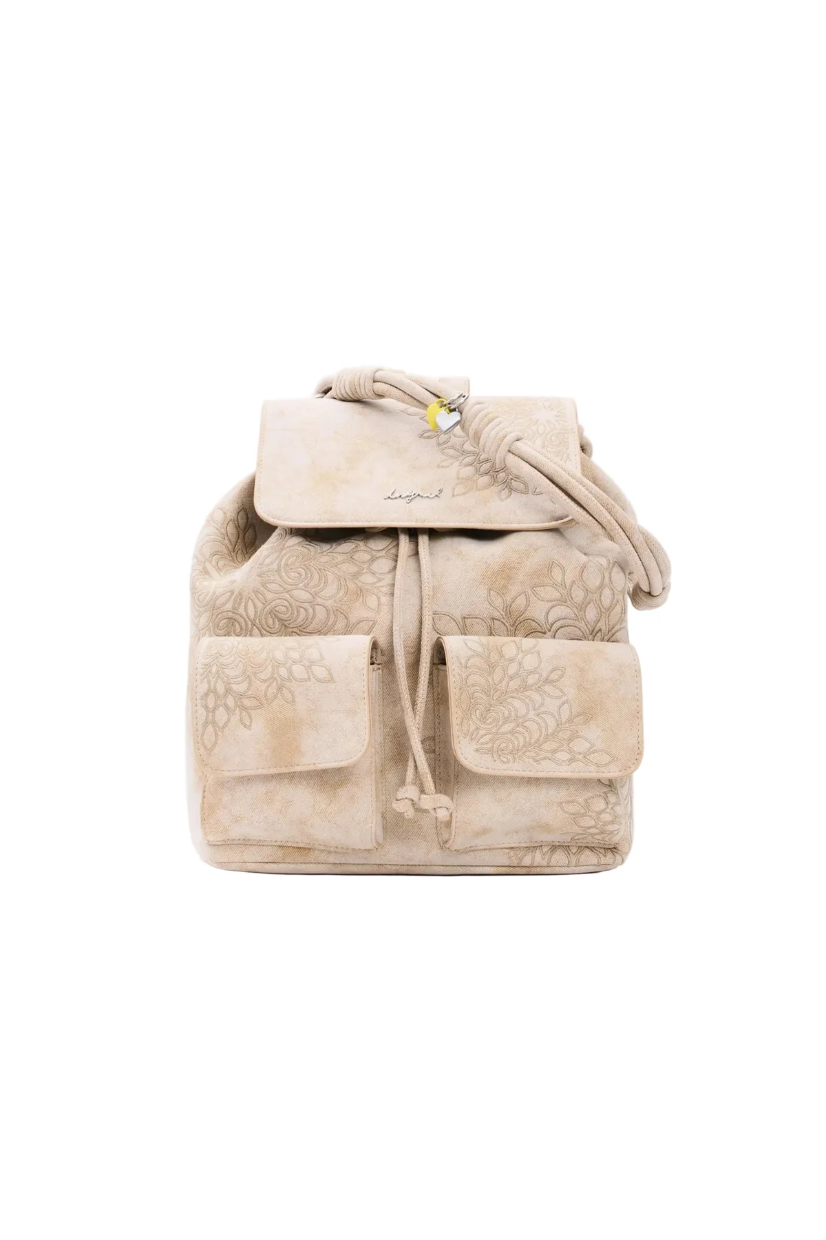 Desigual Zaino Donna Beige Ricamo