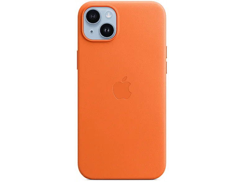 Custodia in Pelle per iPhone 14 Plus - Arancione - vista 2