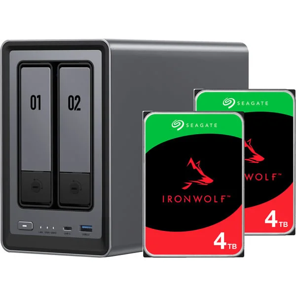 UGREEN DXP2800 NAS con 2 Hard Disk Seagate IronWolf da 4 TB